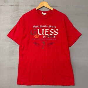 Vintage 90s Guess Made in‎ USA Red Single Stitch Shirt XL